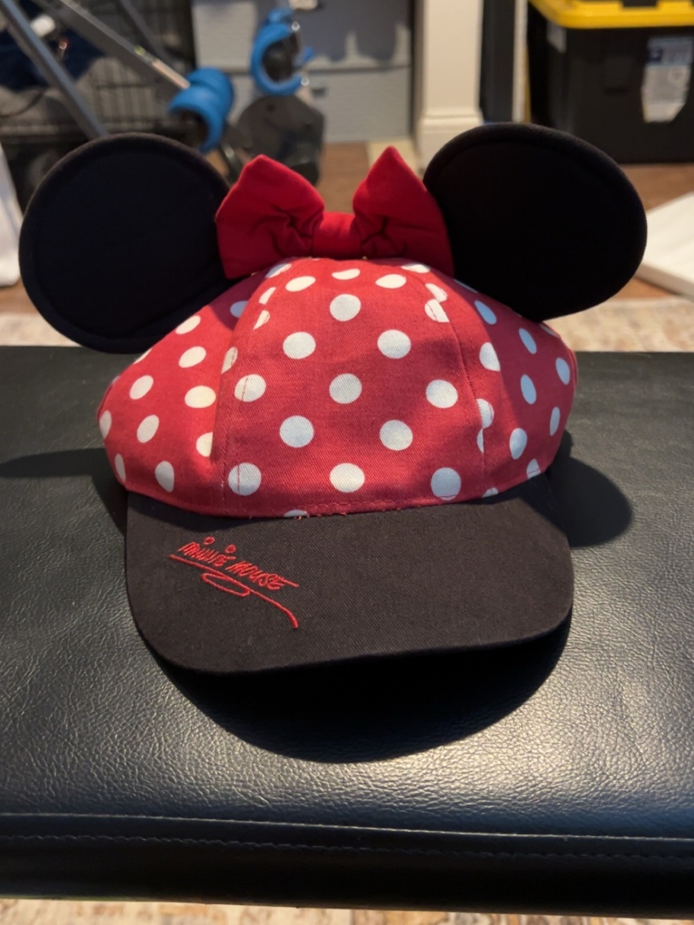Disney Minnie Mouse Red Polka Dot Cap with Black Ears and Bow
